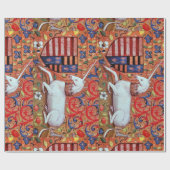 ユニコーン及びアンティークフローラモチーフ ラッピングペーパー (フラット)