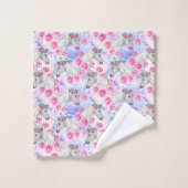 ユニコーン及びバラパターン バスタオルセット (ウォッシュタオル)