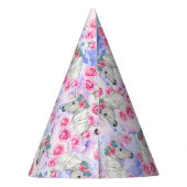 ユニコーン及びバラパターン パーティーハット (裏面)