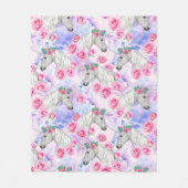 ユニコーン及びバラパターン フリースブランケット (正面)