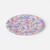 ユニコーン及びバラパターン ペーパープレート (アングル)