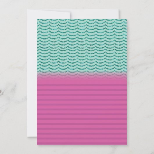 ユニコーン及び人魚の招待状の女の子の誕生日 招待状 (裏面)