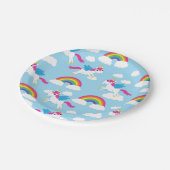 ユニコーン及び虹のかわいい第1誕生会のテーマ ペーパープレート (アングル)