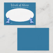 ユニコーン双子ブルーワードアドバイス赤ちゃんシャワー エンクロージャーカード (正面/裏面)