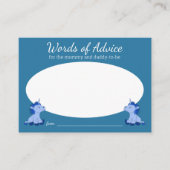 ユニコーン双子ブルーワードアドバイス赤ちゃんシャワー エンクロージャーカード (正面)