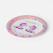 ユニコーン双子女の子ベビーシャワーパーティー ペーパープレート (アングル)