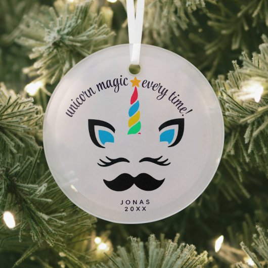 ユニコーン名オーナメント-カスタムクリスマスプレゼント ガラスオーナメント (インサイチュ)