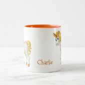 ユニコーン名前をカスタムするマグ ツートーンマグカップ (中央)