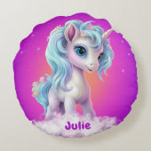 ユニコーン名前をカスタムする ラウンドクッション (裏面)