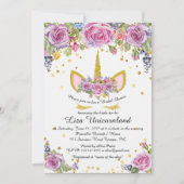 、ユニコーン名誉を与える、ブライダルシャワー白、花 招待状 (正面)