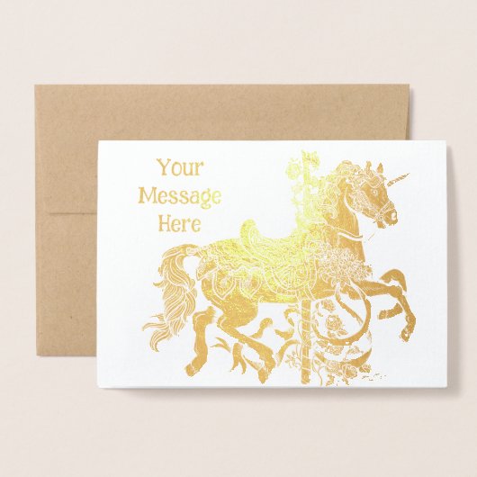 ユニコーン回転木馬馬 箔カード (封筒付き正面)