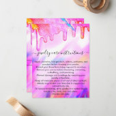 ユニコーン型ホログラフィックグリッタードリップジュエリー気にカード ノートカード (正面/裏面インサイチュ)