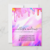 ユニコーン型ホログラフィックグリッタードリップジュエリー気にカード ノートカード (裏面)