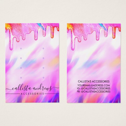 ユニコーン型ホログラフィックグリッタードリップスイヤリングディスプレイ (正面&裏面)