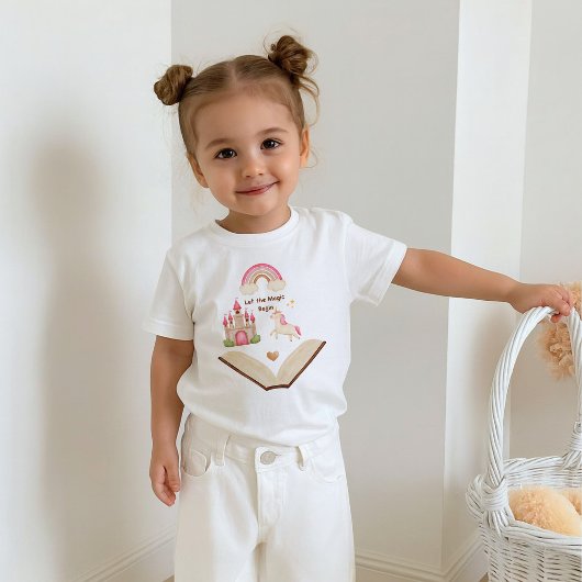 ユニコーン城の虹の少女シャツ | おとぎ話 ベビーTシャツ