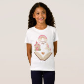 ユニコーン城の虹色の少女シャツ | おとぎ話 Tシャツ (正面フル)