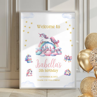 ユニコーン城虹の魔法のポスター歓迎サイン ポスター
