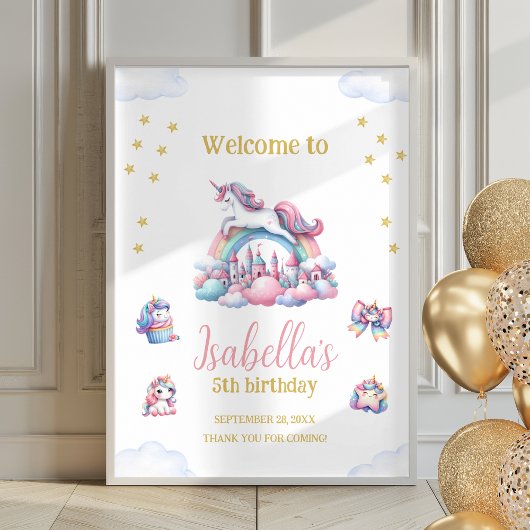 ユニコーン城虹の魔法のポスター歓迎サイン ポスター