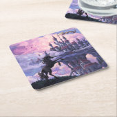 ユニコーン城 スクエアペーパーコースター (アングル)