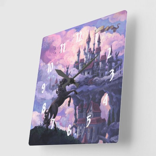 ユニコーン城 スクエア壁時計 (傾斜)