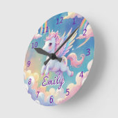 ユニコーン壁時計 – 編集可能な名前 ラウンド壁時計 (傾斜)