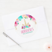 ユニコーン夢の誕生日パーティーの人気ラウンドステッカー ラウンドシール (封筒)