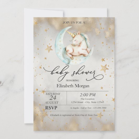 ユニコーン天月スターベビーシャワー 招待状 (正面)