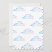 ユニコーン女の子の赤ちゃんシャワー。紫青の妖精の動物 招待状 (裏面)