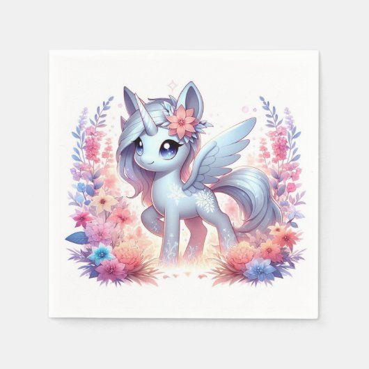 ユニコーン威厳のある赤ちゃんシャワー スタンダードカクテルナプキン (正面)