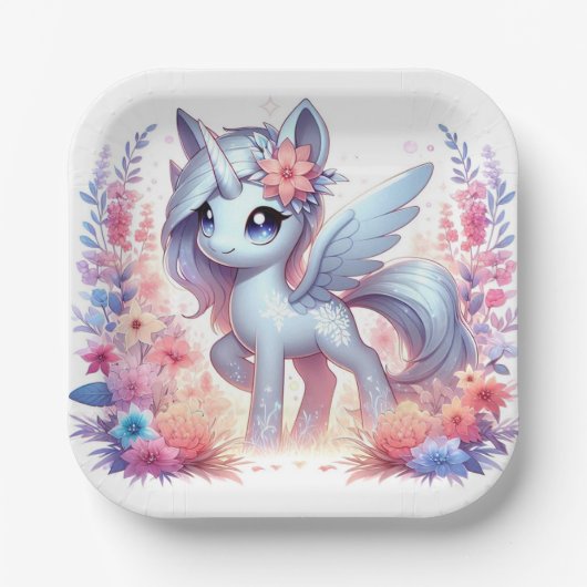 ユニコーン威厳のある赤ちゃんシャワー ペーパープレート (正面)