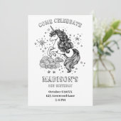 ユニコーン子供の誕生日パーティーパーソナライズされたカラー 招待状 (スタンド正面)