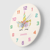 ユニコーン子供部屋デコールウォールクロック ラージ壁時計 (傾斜)