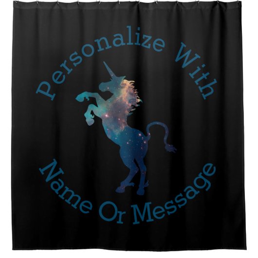 ユニコーン宇宙パターン シャワーカーテン (正面)