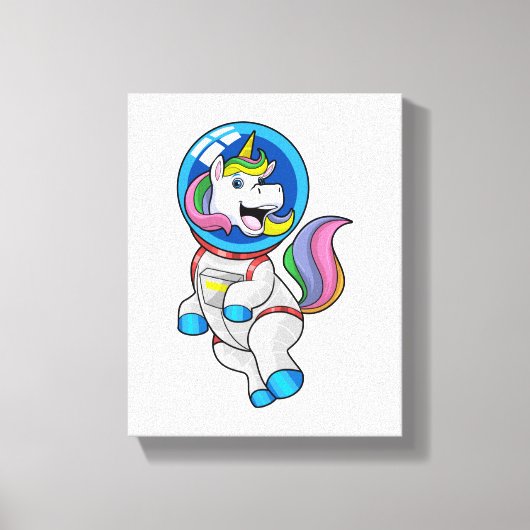 ユニコーン宇宙飛行士宇宙 キャンバスプリント (正面)