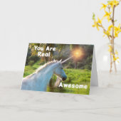 ユニコーン実在と一緒に素晴らしいる カード (黄色い花)