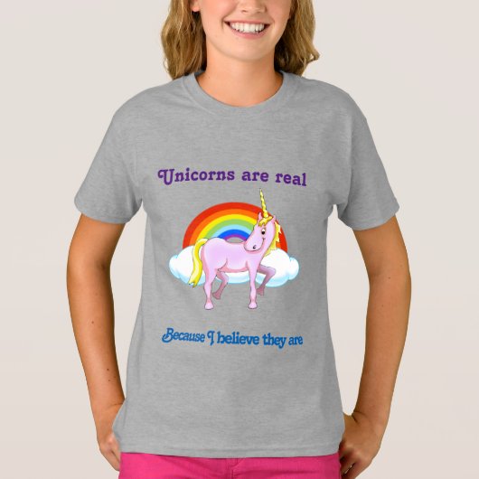 ユニコーン実在は女子のラッフルシャツ Tシャツ (正面)