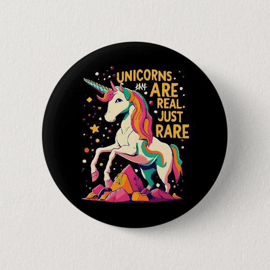 ユニコーン実在は珍しい 缶バッジ (正面)