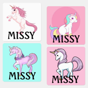 ユニコーン小さな女の子のアイアンのラベル名 ラベル