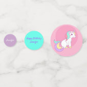 ユニコーン小さな女の子の誕生日パーティーの年齢 コンフェッティ (裏面)