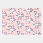 ユニコーン小さな女の子誕生日パーティギフト ラッピングペーパーシート (正面3)