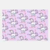 ユニコーン小さな女の子誕生日パーティギフト ラッピングペーパーシート (正面2)