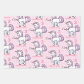 ユニコーン小さな女の子誕生日パーティギフト ラッピングペーパーシート (正面)