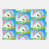 ユニコーン小さな女の子誕生日パーティーギフトラッピング ラッピングペーパーシート (正面3)