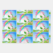 ユニコーン小さな女の子誕生日パーティーギフトラッピング ラッピングペーパーシート (正面)