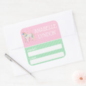 ユニコーン小学校名ラベル |編集可能な色 スクエアシール (封筒)