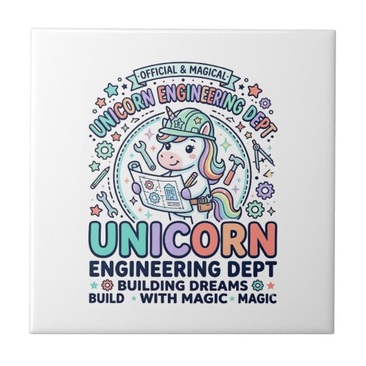 ユニコーン工学部ボールドタイポグラフィTシャツD タイル (正面)