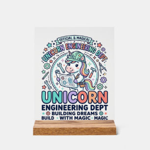 ユニコーン工学部大胆なタイポグラフィTシャツD アクリルサイン