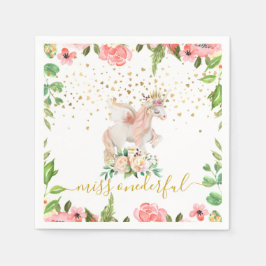 ユニコーン恋しく思オネダーフル赤ちゃんガールファースト誕生日 スタンダードカクテルナプキン