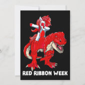 ユニコーン恐竜We衣服レッドFor Red Ribbon Week A 招待状 (裏面)