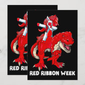 ユニコーン恐竜We衣服レッドFor Red Ribbon Week A 招待状 (正面/裏面)